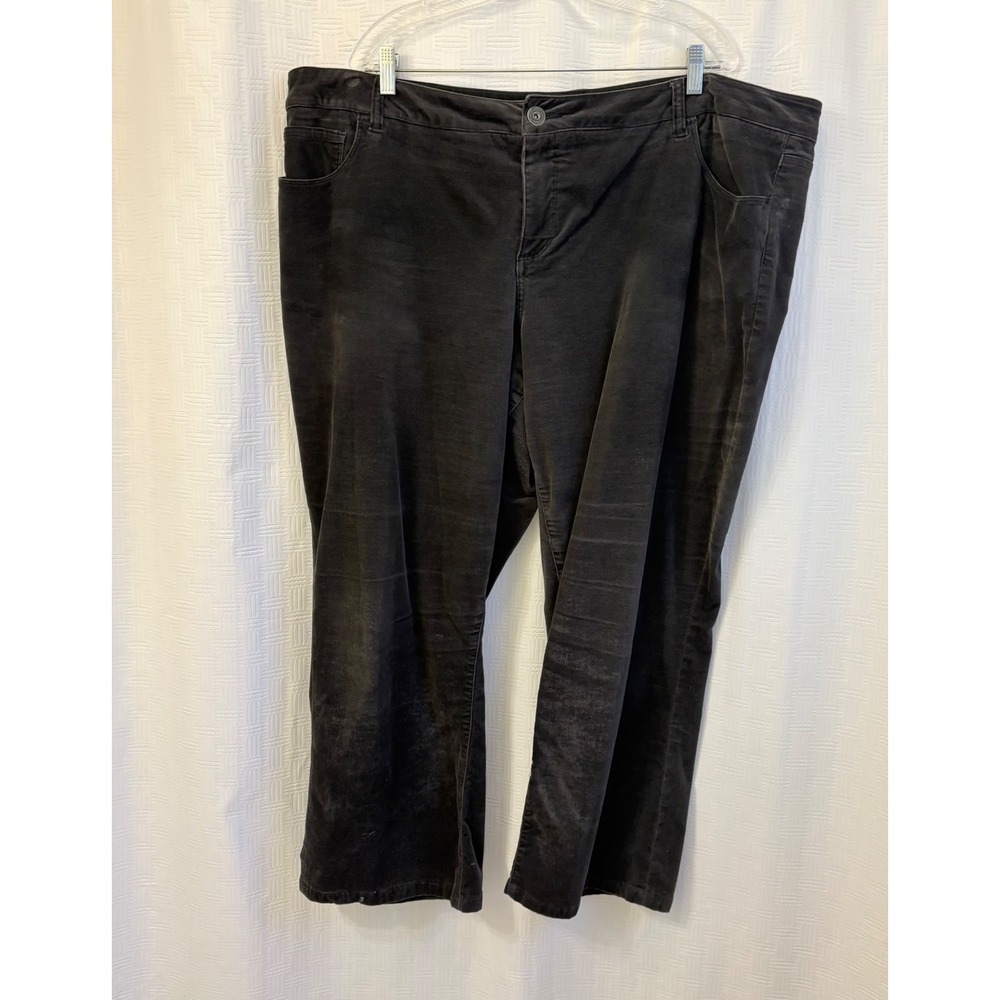 Coldwater Creek Gray Corduroy Pants Womens Plus Size 24W Straight Leg Stretch